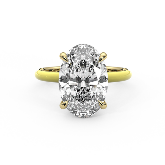 White Oval Moissanite Enamel Ring