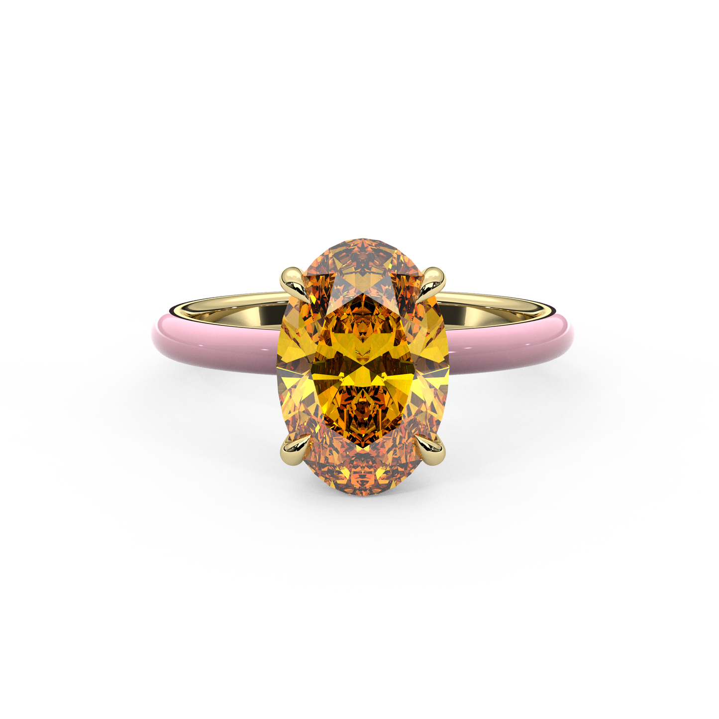 Orange Oval Lab Sapphire Ring