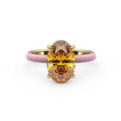 Orange Oval Lab Sapphire Ring