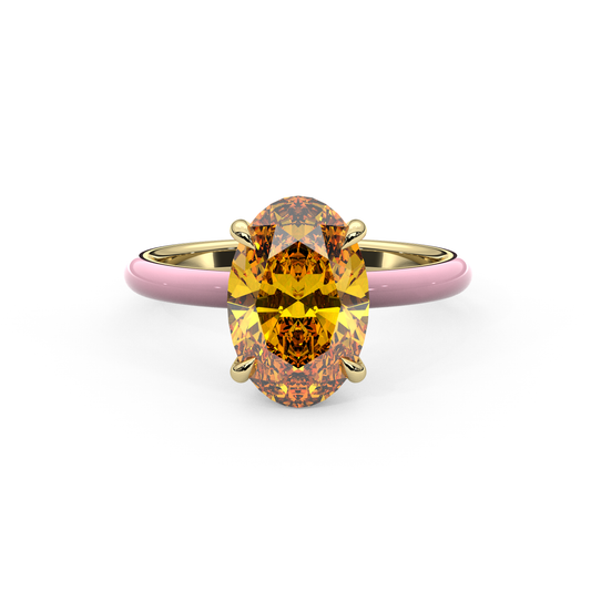 Orange Oval Lab Sapphire Ring