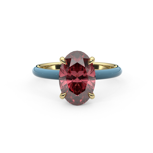 Padparadscha Pink Oval Lab Sapphire Ring