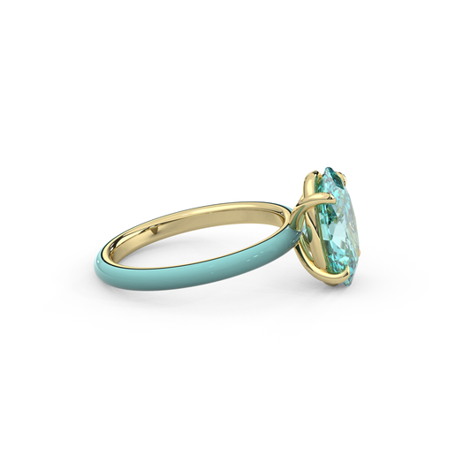 Paraiba Oval Lab Sapphire Ring