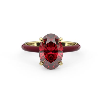 Ruby Red Oval Lab Sapphire Ring