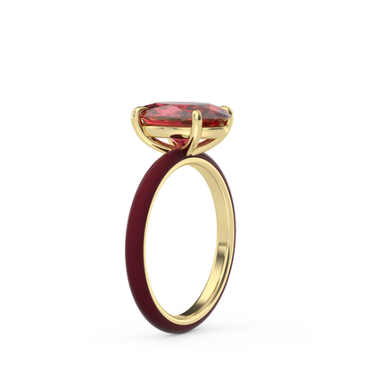 Ruby Red Oval Lab Sapphire Ring