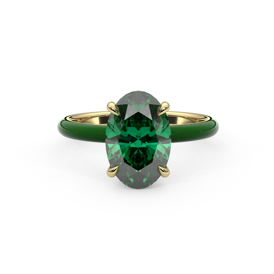 Emerald Green Oval Lab Sapphire Ring