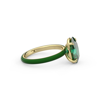 Emerald Green Oval Lab Sapphire Ring