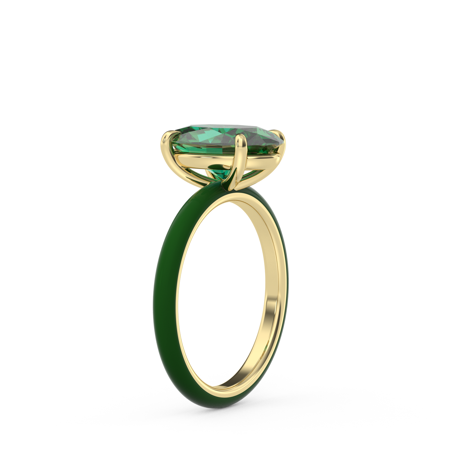Emerald Green Oval Lab Sapphire Ring