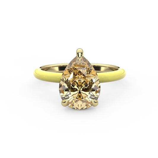 Yellow Pear Moissanite Enamel Ring