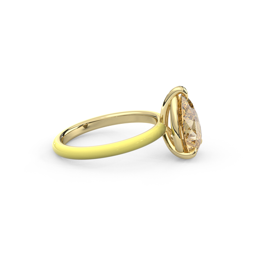 Yellow Pear Moissanite Enamel Ring