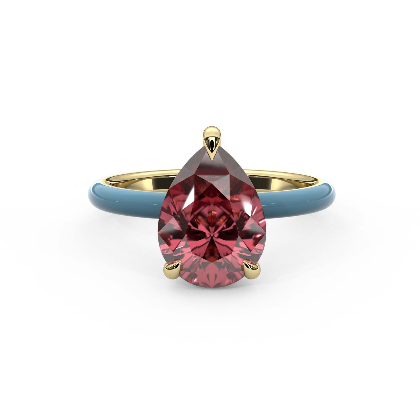 Padparadscha Pink Pear Lab Sapphire Ring