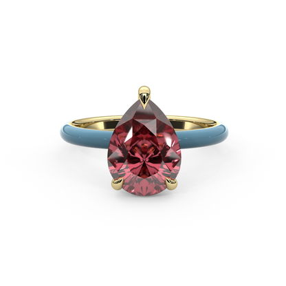 Padparadscha Pink Pear Lab Sapphire Ring