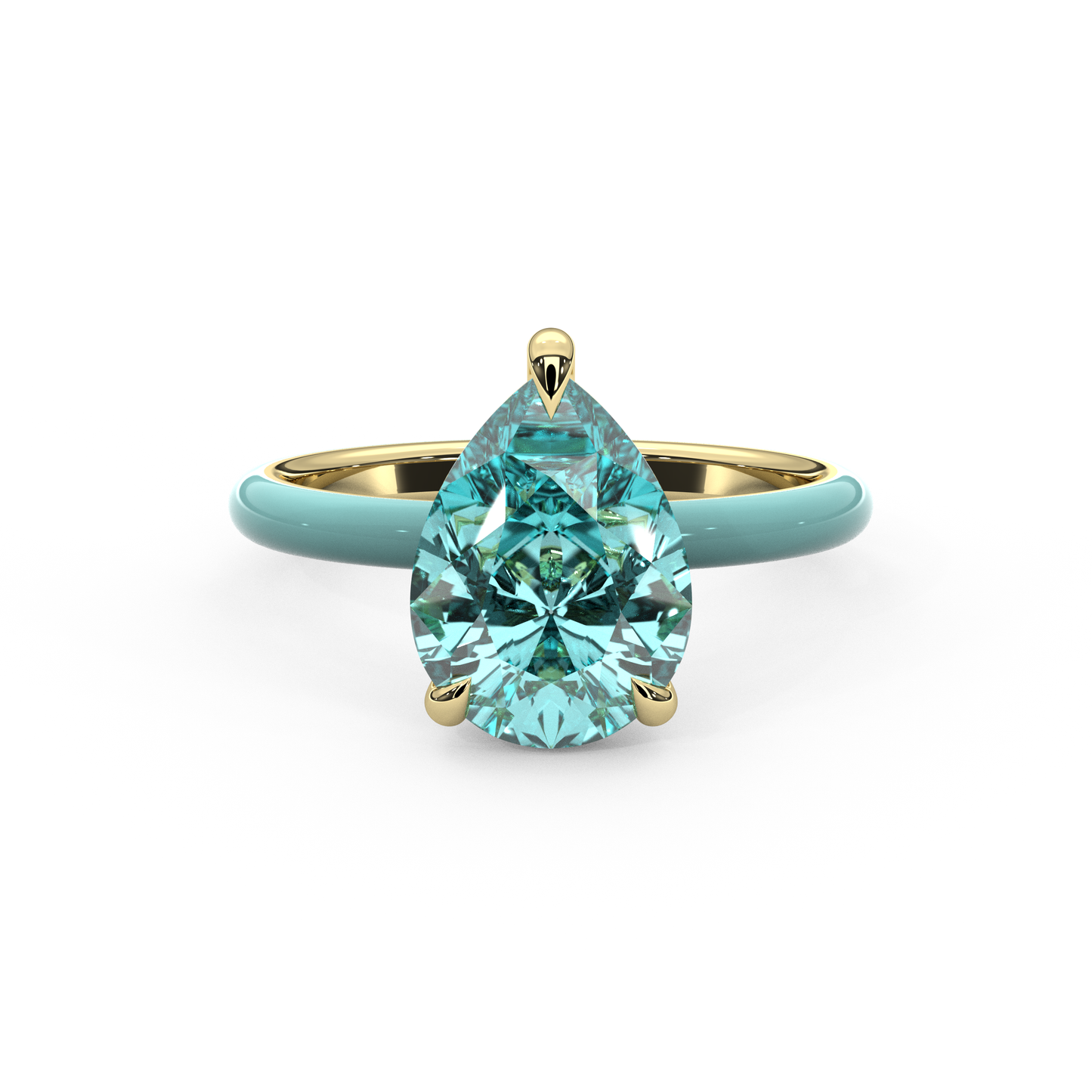 Paraiba Pear Lab Sapphire Ring