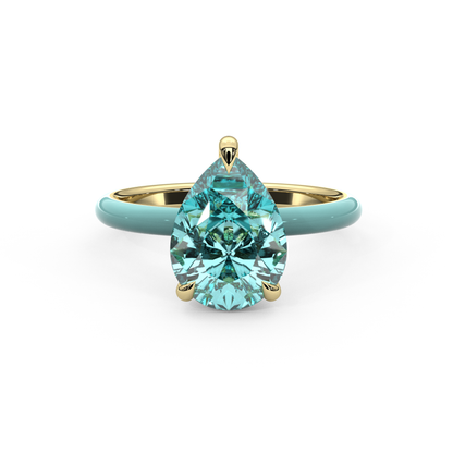 Paraiba Pear Lab Sapphire Ring