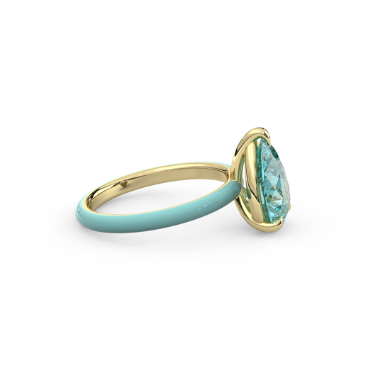 Paraiba Pear Lab Sapphire Ring