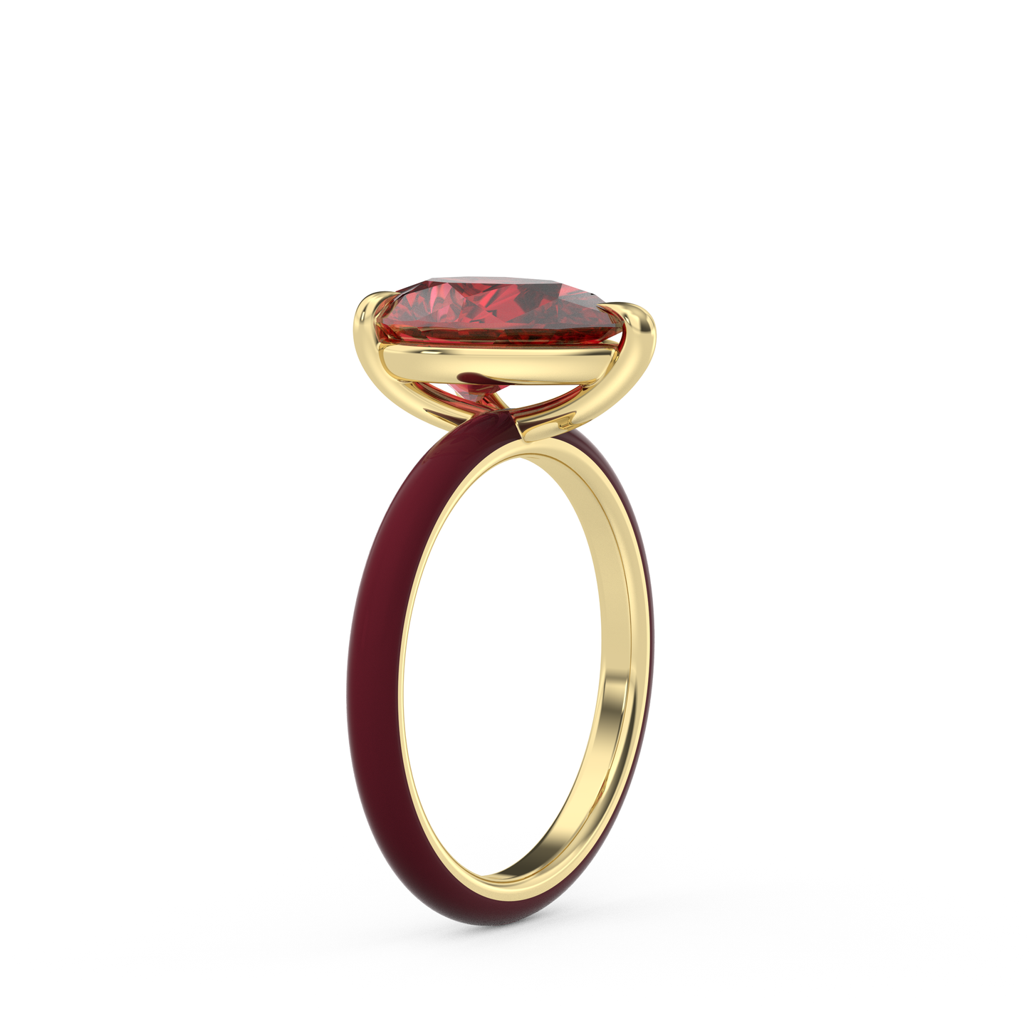 Ruby Red Pear Lab Sapphire Ring