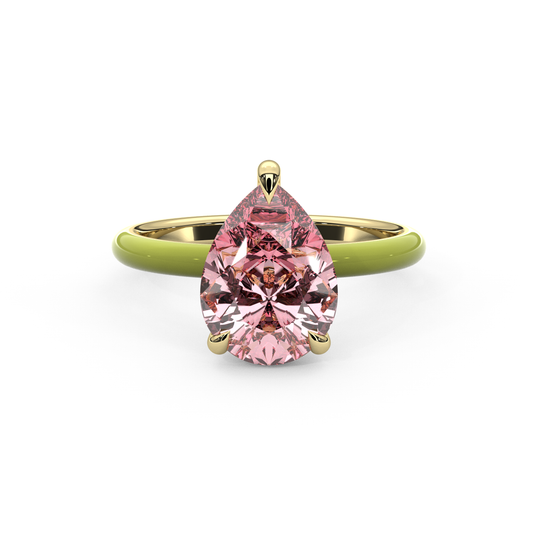 Light Pink Pear Lab Sapphire Ring