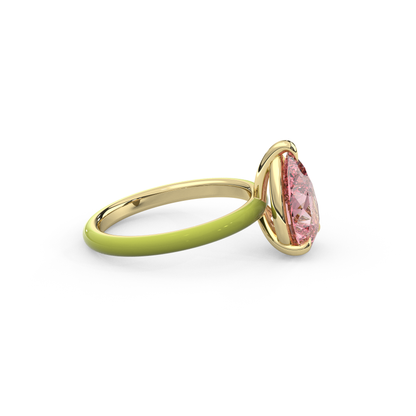 Light Pink Pear Lab Sapphire Ring