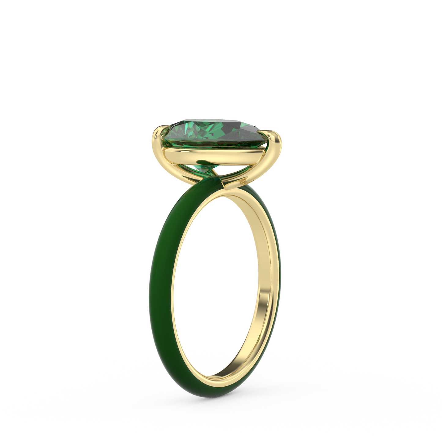 Emerald Green Pear Lab Sapphire Ring