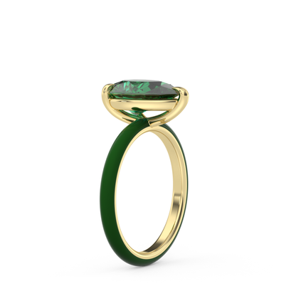 Emerald Green Pear Lab Sapphire Ring