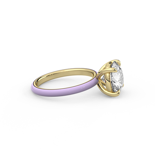 White Round Moissanite Enamel Ring