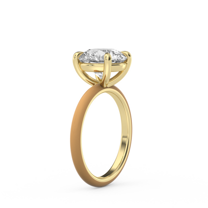 White Round Moissanite Enamel Ring