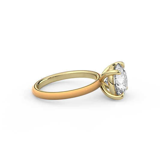 White Round Lab Diamond Enamel Ring