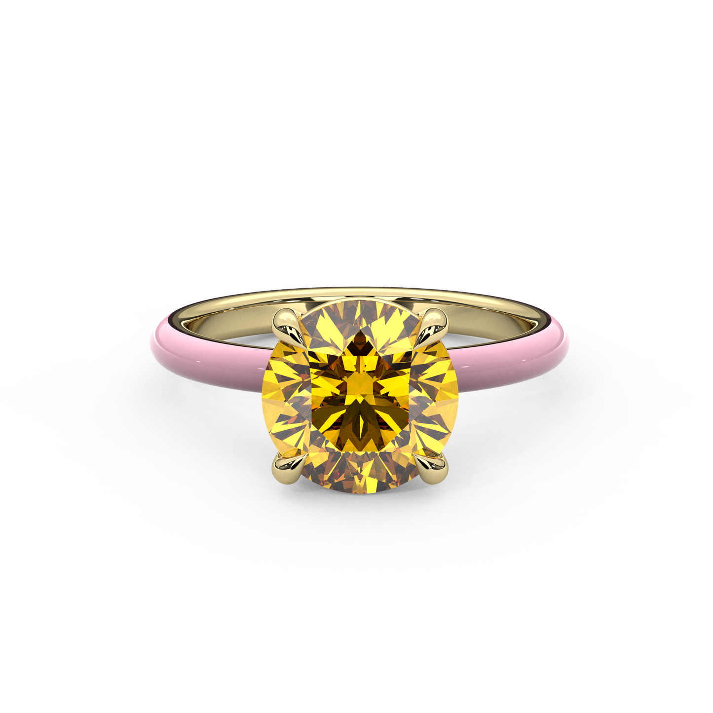 Orange Round Lab Sapphire Ring