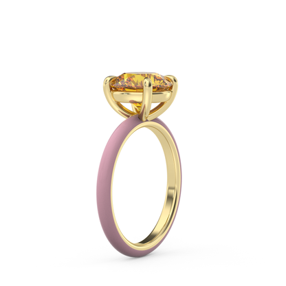 Orange Round Lab Sapphire Ring