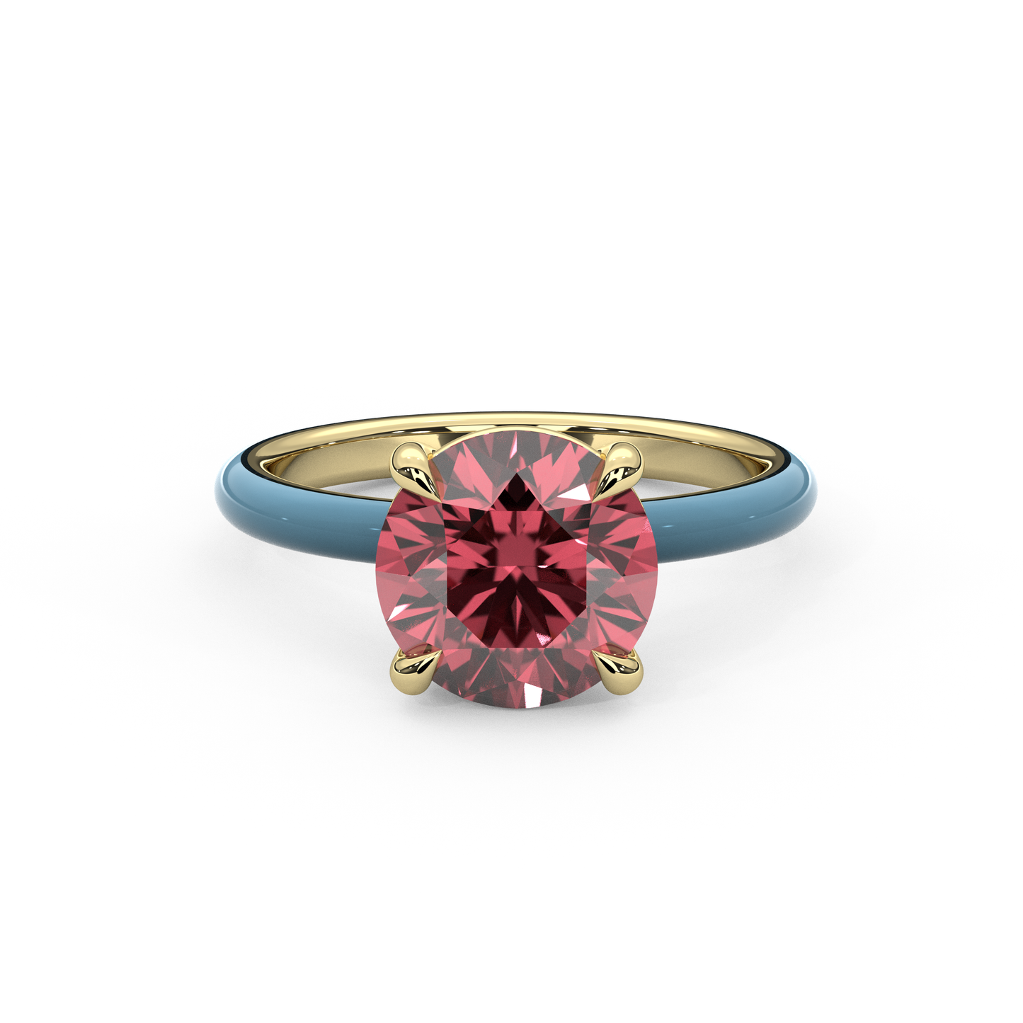 Padparadscha Pink Round Lab Sapphire Ring