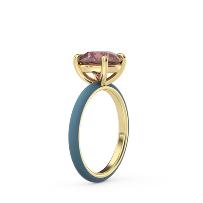Padparadscha Pink Round Lab Sapphire Ring