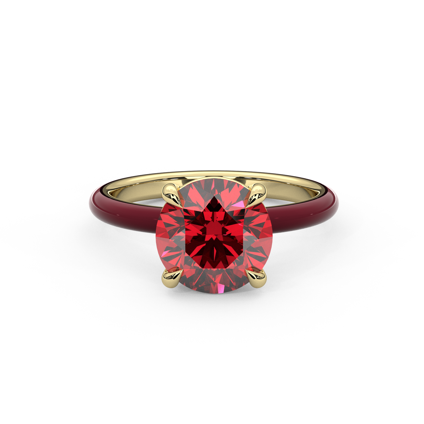 Ruby Red Round Lab Sapphire Ring