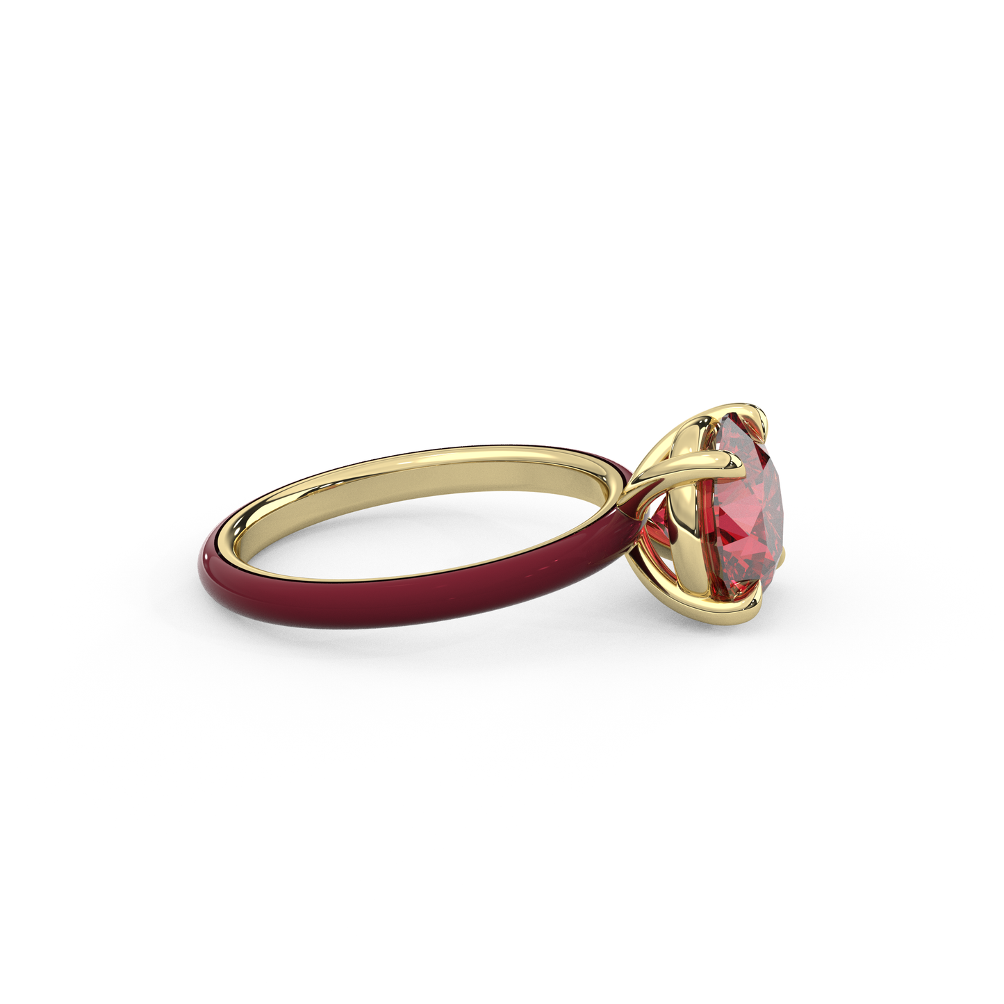 Ruby Red Round Lab Sapphire Ring