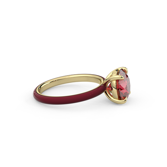 Ruby Red Round Lab Sapphire Ring
