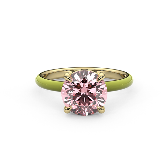 Light Pink Round Lab Sapphire Ring