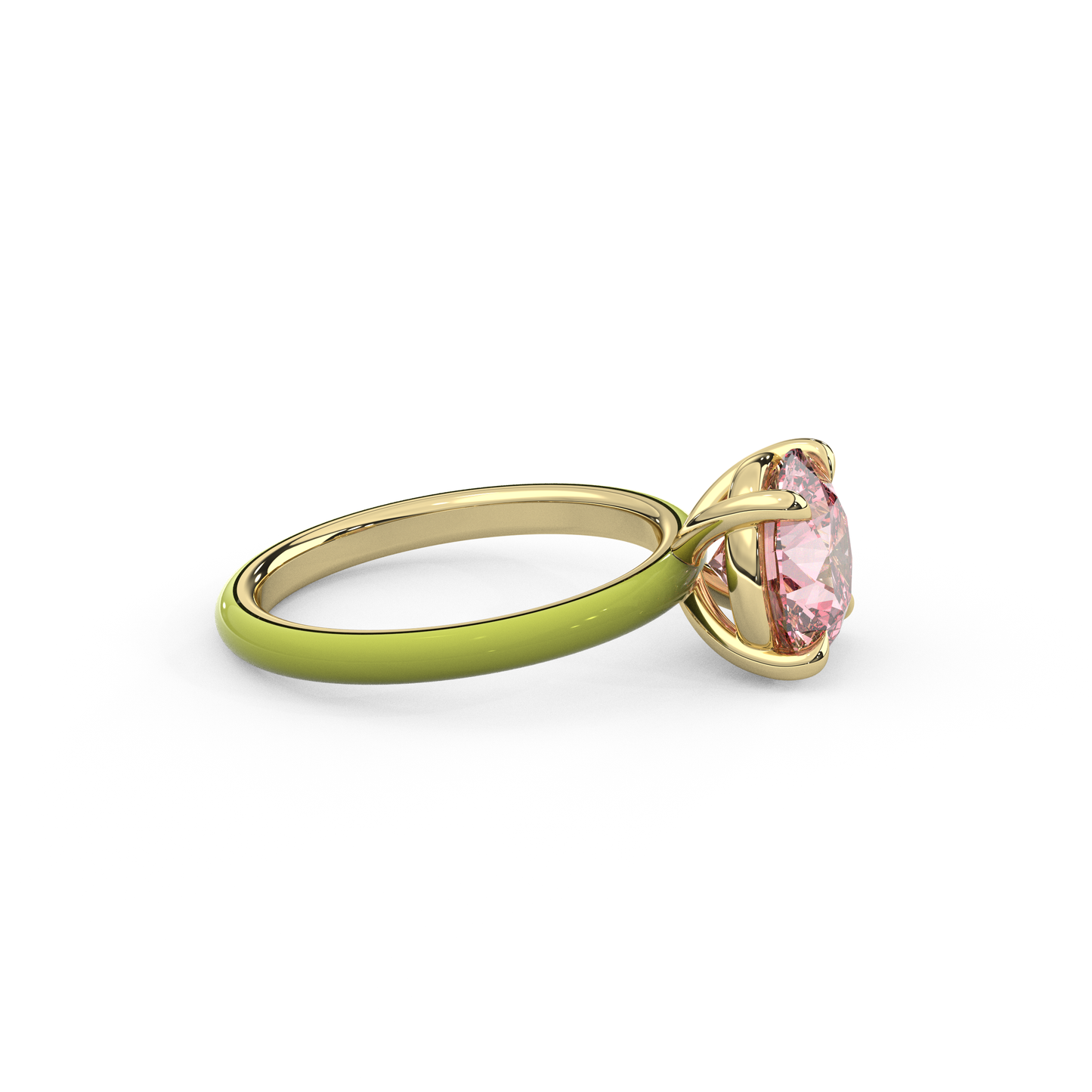 Light Pink Round Lab Sapphire Ring