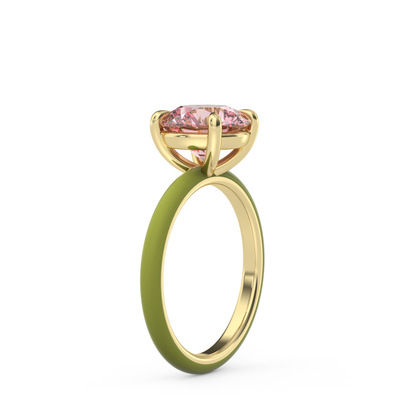 Light Pink Round Lab Sapphire Ring