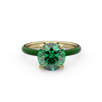 Emerald Green Round Lab Sapphire Ring