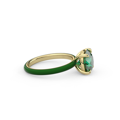 Emerald Green Round Lab Sapphire Ring