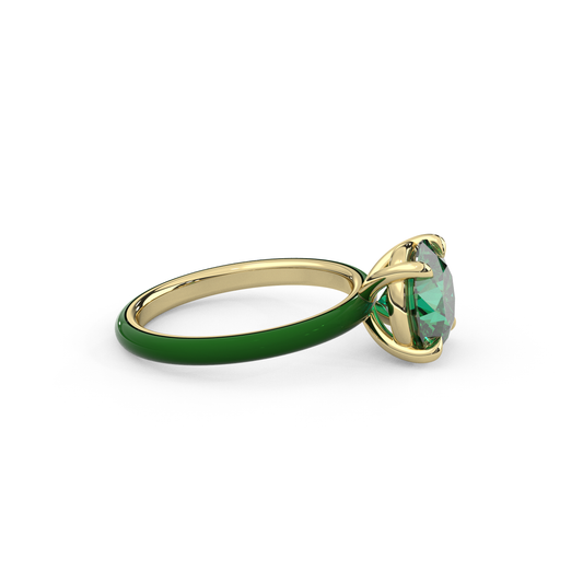 Emerald Green Round Lab Sapphire Ring