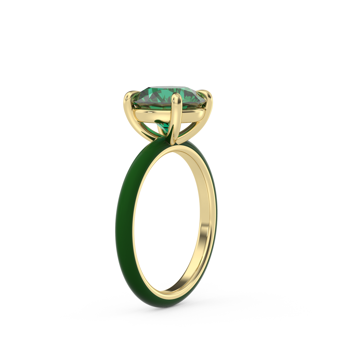 Emerald Green Round Lab Sapphire Ring