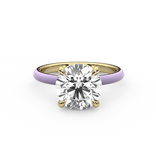 White Round Moissanite Enamel Ring