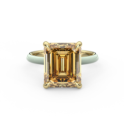 Yellow Emerald Moissanite Enamel Ring