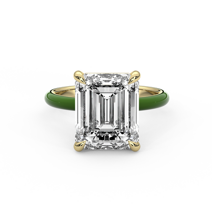 White Emerald Moissanite Enamel Ring