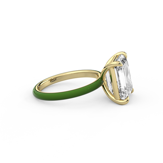 White Emerald Moissanite Enamel Ring