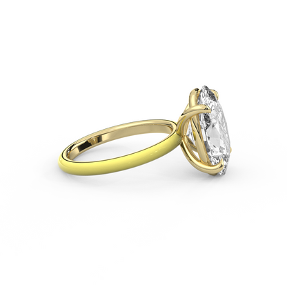 White Oval Lab Diamond Enamel Ring