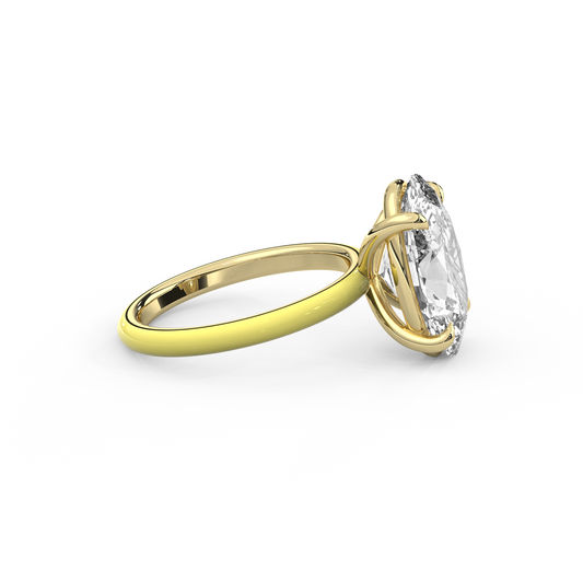 White Oval Moissanite Enamel Ring