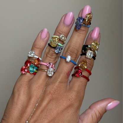Light Pink Emerald Lab Sapphire Ring