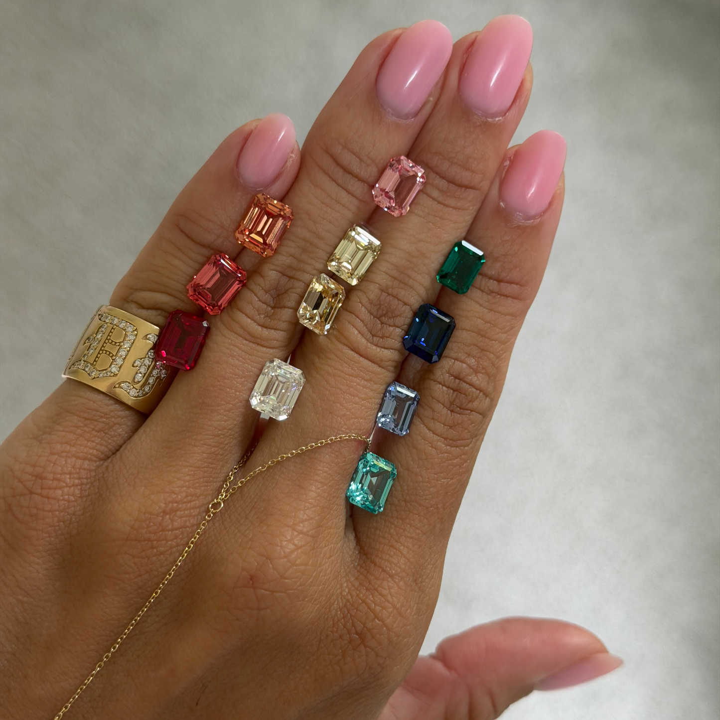Light Pink Emerald Lab Sapphire Ring