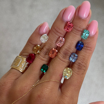 Ruby Red Elongated Cushion Lab Sapphire Ring