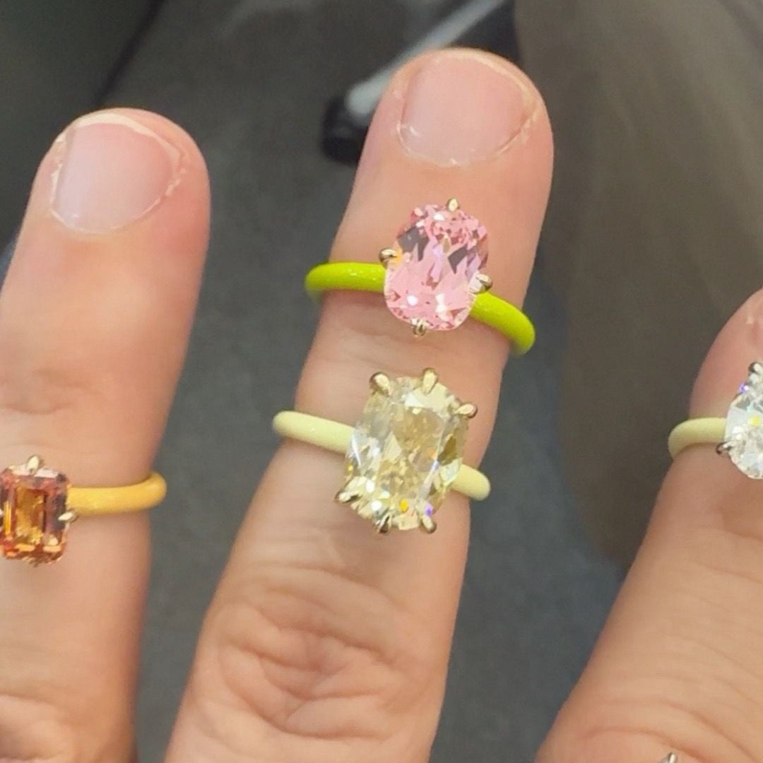 Light Pink Elongated Cushion Lab Sapphire Ring